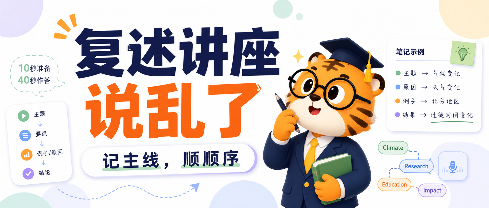 PTE复述讲座听懂了却说乱这样记笔记和顺序更容易拿分2026